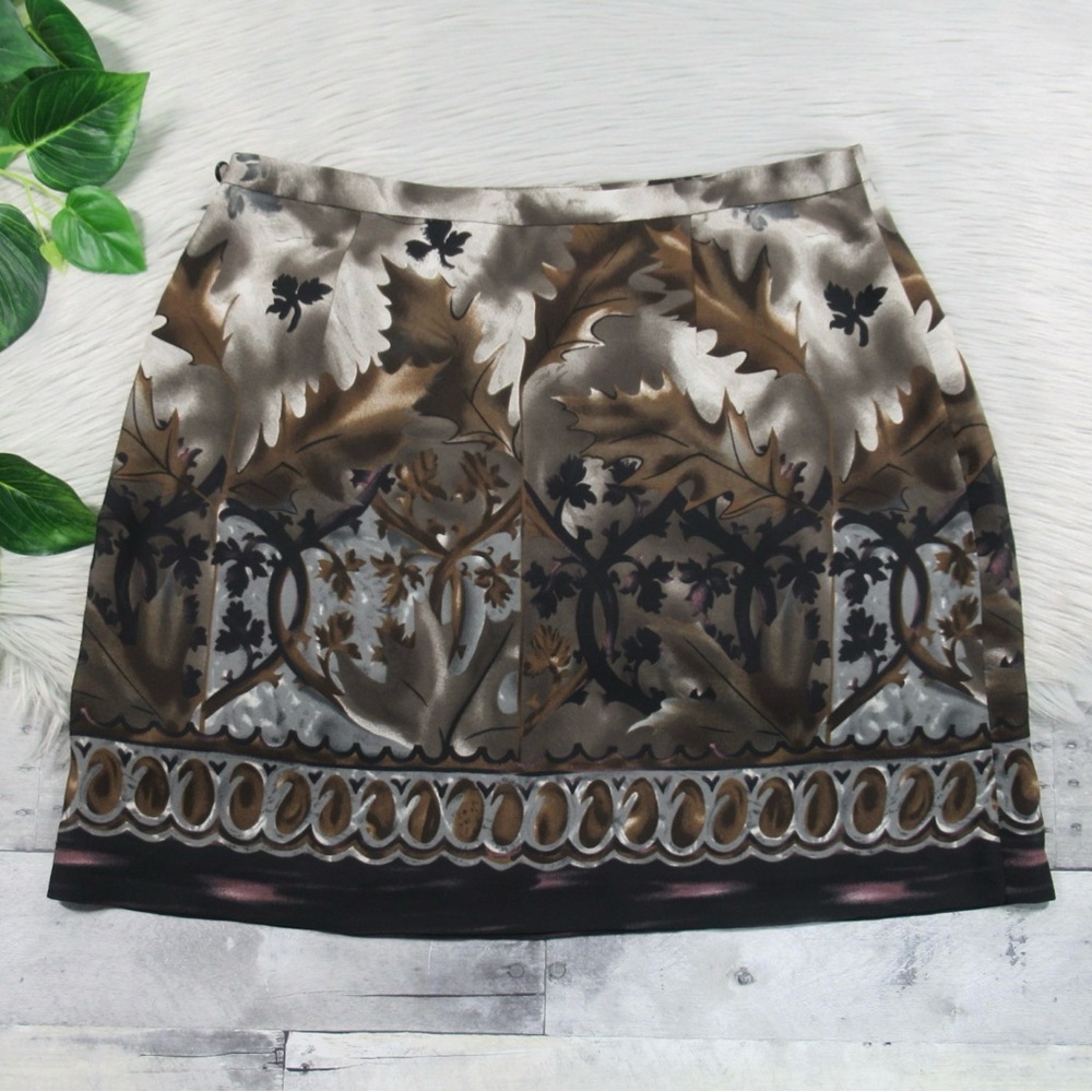 PATRICIA JONES Vintage Abstract Floral Leaf Print Short Skirt 90s Y2K Size 12